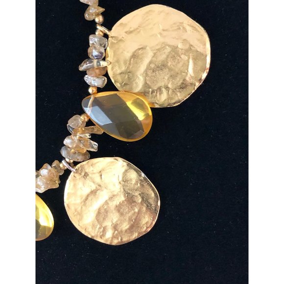 Kenneth Jay Lane Satin Gold Disc and Citrine Necklace - Picture 4 of 8